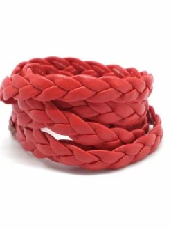 La Cuisine Des Perles 70cm Lanière Cuir Synthétique Tressé 8mm Simili Cuir Rouge Vif