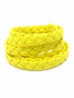 La Cuisine Des Perles 70cm Lanière Tressé 8mm Simili Cuir, Cuir Synthétique De Couleur Jaune