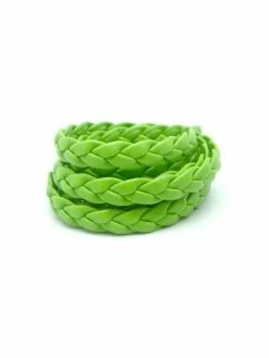 La Cuisine Des Perles 70cm Lanière Tressé 8mm Simili Cuir, Cuir Synthétique De Couleur Vert Anis