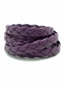 La Cuisine Des Perles 70cm Lanière Tressé 8mm Simili Cuir, Cuir Synthétique Violet Prune