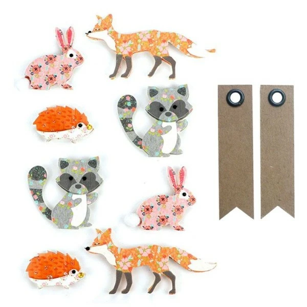 Graine Créative 8 Stickers 3D Animaux De La Forêt + 20 étiquettes Kraft Fanion 1 Graine Créative 8 Stickers 3D Animaux De La Forêt + 20 étiquettes Kraft Fanion