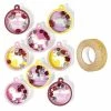 AUCUNE 8 Stickers 3D Boules Licorne 4,5 Cm + Masking Tape Doré à Paillettes 5 M