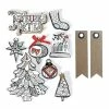Graine Créative 8 Stickers 3D De Noël Hiver Blanc 8 Cm + 20 étiquettes Kraft Fanion