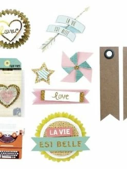 Graine Créative 8 Stickers Fun Effet 3D 5 Cm + 20 étiquettes Kraft Fanion