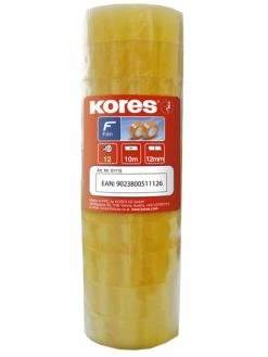 Kores 8 X Rubans Adhésifs TUBE 19 Mm X 33 M, Transparent