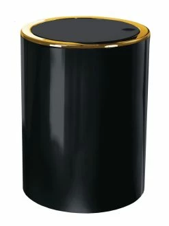 Kleine Wolke Poubelle à Bascule Clap 5 L, Doré/Noir - Poubelle à Battant