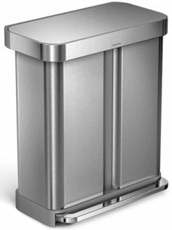 Simplehuman Bacs De Recyclage CW2025 58 Litres, Argent - Bac à Compost