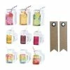 Graine Créative 9 Stickers 3D Boissons Mason Jars 5 Cm + 20 étiquettes Kraft Fanion