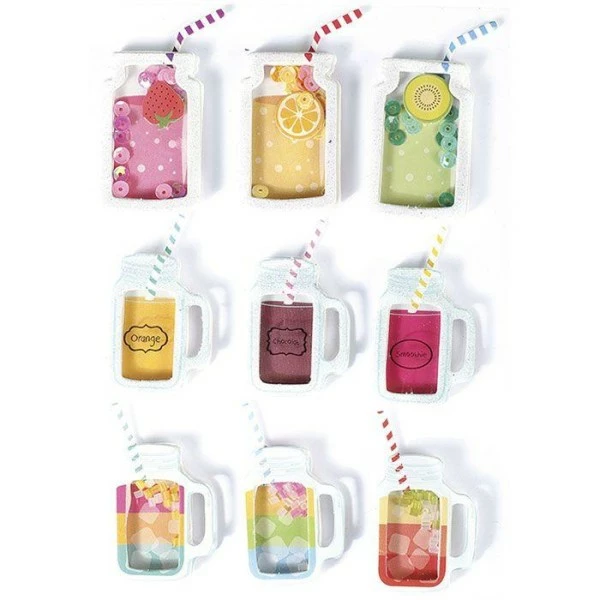Graine Créative 9 Stickers 3D - Boissons Mason Jars 5 Cm 1 Graine Créative 9 Stickers 3D - Boissons Mason Jars 5 Cm