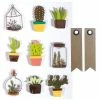 AUCUNE 9 Stickers 3D Cactus & Botanique 4 Cm + 20 étiquettes Kraft Fanion