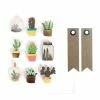 Graine Créative 9 Stickers 3D Cactus Et Botanique 4 Cm + 20 étiquettes Kraft Fanion