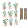 Graine Créative 9 Stickers 3D Cactus Mexicains 4,5 Cm + 20 étiquettes Kraft Fanion