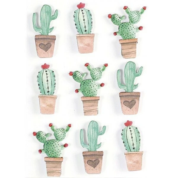 Graine Créative 9 Stickers 3D - Cactus Mexicains 4,5 Cm 1 Graine Créative 9 Stickers 3D - Cactus Mexicains 4,5 Cm