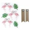 Graine Créative 9 Stickers 3D Flamants Rose 5,5 Cm + 20 étiquettes Kraft Fanion