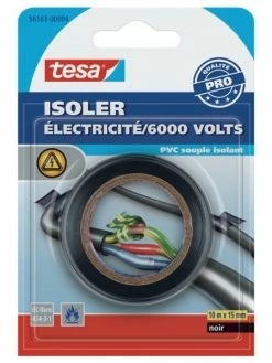 Adhésif Isolant électricité Tesa PVC Souple Isolant Noir 10m X 15mm