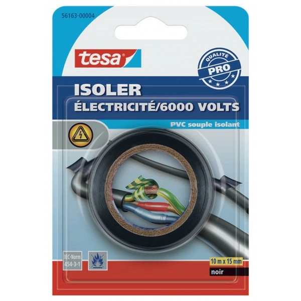 Adhésif Isolant électricité Tesa PVC Souple Isolant Noir 10m X 15mm 1 Adhésif Isolant électricité Tesa PVC Souple Isolant Noir 10m X 15mm