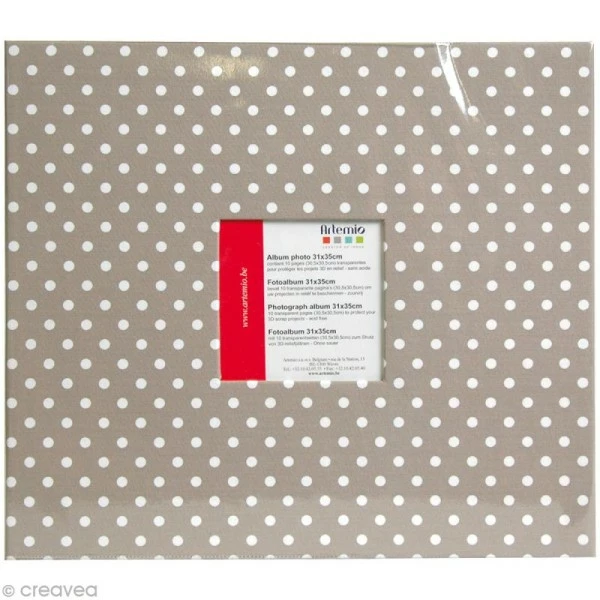 Artemio Album Photo Scrapbooking Taupe à Pois Avec Fenêtre - 31 X 35 Cm - 10 Pochettes Transparentes 1 Artemio Album Photo Scrapbooking Taupe à Pois Avec Fenêtre - 31 X 35 Cm - 10 Pochettes Transparentes