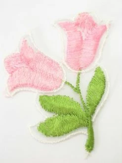 La Boutique D'Isacrea APLLIQUE TISSU : Tulipe Rose 70*65mm