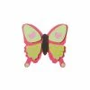 La Boutique D'Isacrea APPLIQUE EN BOIS COULEUR : Papillon Rose/vert 9.5*9.5cm