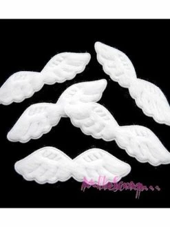 MlleScrap Appliques Ailes Tissu Blanc - 5 Pièces