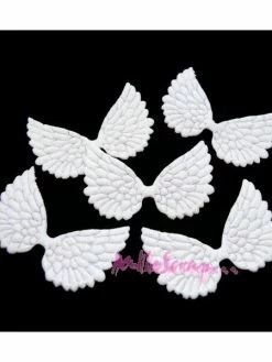 MlleScrap Appliques Ailes Tissu Blanc Brillant - 5 Pièces