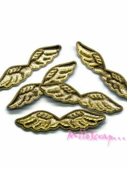 MlleScrap Appliques Ailes Tissu Dorées - 5 Pièces