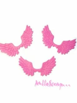 MlleScrap Appliques Ailes Tissu Rose - 6 Pièces