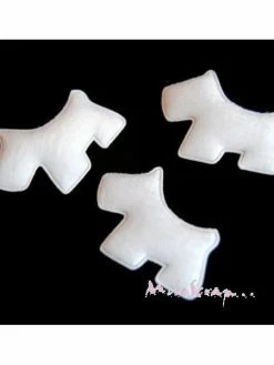 MlleScrap Appliques Chiens Tissu Aspect Fourrure Blanc - 5 Pièces