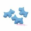 MlleScrap Appliques Chiens Tissu Vichy Bleu - 5 Pièces