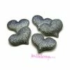 MlleScrap Appliques Cœurs Tissu Glitter Argenté - 5 Pièces