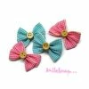 MlleScrap Appliques Nœuds Tissu Vichy Rose, Bleu - 4 Pièces