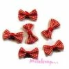 MlleScrap Appliques Nœuds Tissu Vichy Rouge - 5 Pièces