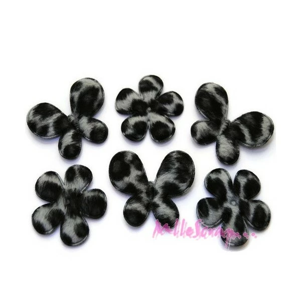 MlleScrap Appliques Papillons, Appliques Fleurs Tissu Noir - 6 Pièces 1 MlleScrap Appliques Papillons, Appliques Fleurs Tissu Noir - 6 Pièces