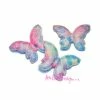MlleScrap Appliques Papillons Tissu Effet Arc En Ciel Brillant - 3 Pièces