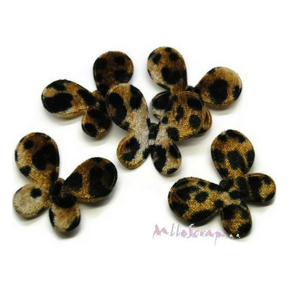 MlleScrap Appliques Papillons Tissu Léopard - 5 Pièces 1 MlleScrap Appliques Papillons Tissu Léopard - 5 Pièces