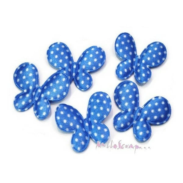 MlleScrap Appliques Papillons Tissu Satin Bleu - 5 Pièces 1 MlleScrap Appliques Papillons Tissu Satin Bleu - 5 Pièces