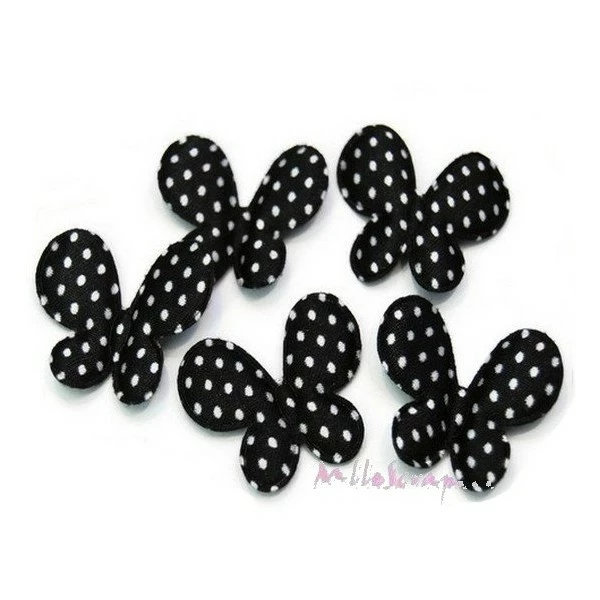 MlleScrap Appliques Papillons Tissu Satin Noir - 5 Pièces 1 MlleScrap Appliques Papillons Tissu Satin Noir - 5 Pièces