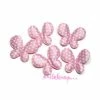 MlleScrap Appliques Papillons Tissu Satin Tose Clair - 5 Pièces