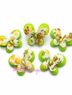 MlleScrap Appliques Papillons Tissu Vert - 5 Pièces