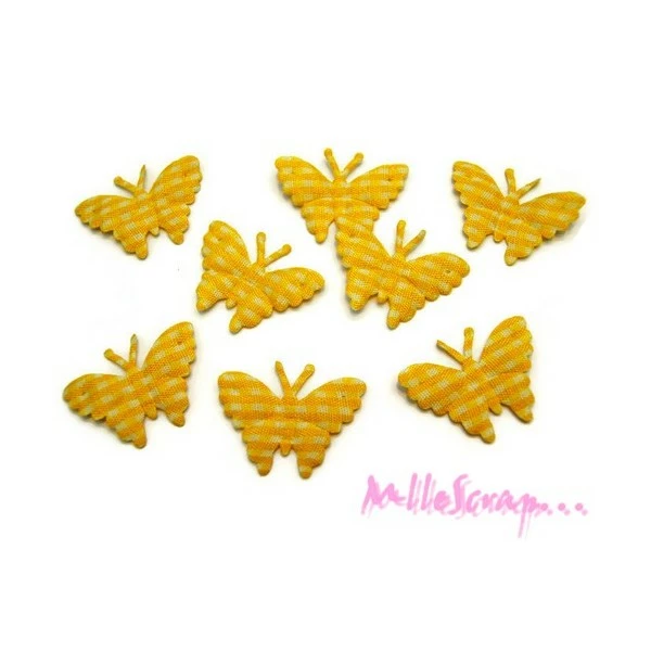 MlleScrap Appliques Papillons Tissu Vichy Jaune - 8 Pièces 1 MlleScrap Appliques Papillons Tissu Vichy Jaune - 8 Pièces