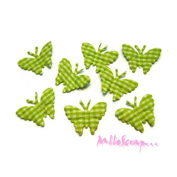 MlleScrap Appliques Papillons Tissu Vichy Vert - 8 Pièces 1 MlleScrap Appliques Papillons Tissu Vichy Vert - 8 Pièces