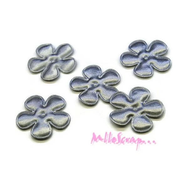 MlleScrap Appliques Petites Fleurs Tissu Gris - 5 Pièces 1 MlleScrap Appliques Petites Fleurs Tissu Gris - 5 Pièces