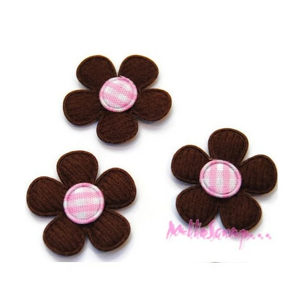 MlleScrap Appliques Petites Fleurs Tissu Marron - 5 Pièces 1 MlleScrap Appliques Petites Fleurs Tissu Marron - 5 Pièces