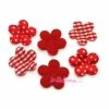 MlleScrap Appliques Petites Fleurs Tissu Rouge - 6 Pièces