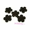 MlleScrap Appliques Petites Fleurs Tissu Satin Marron Foncé - 5 Pièces