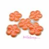 MlleScrap Appliques Petites Fleurs Tissu Satin Orange Clair - 5 Pièces