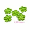 MlleScrap Appliques Petites Fleurs Tissu Vert - 5 Pièces