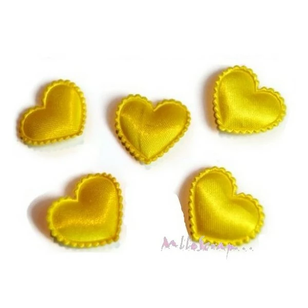 MlleScrap Appliques Petits Cœurs Tissu Jaune - 10 Pièces 1 MlleScrap Appliques Petits Cœurs Tissu Jaune - 10 Pièces