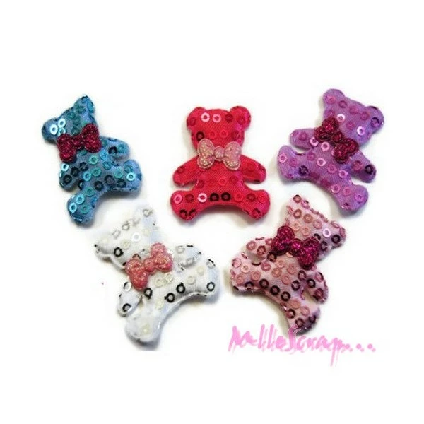 MlleScrap Appliques Petits Ours Tissu Multicolore - 5 Pièces 1 MlleScrap Appliques Petits Ours Tissu Multicolore - 5 Pièces