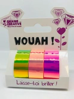 Graine Créative Assortiment De 3 Masking Tape Iridescent/Miroir Jaune - Orange - Rose 15mmx5mm -V-Zug shop assortiment de 3 masking tape iridescentmiroir jaune orange rose 15mmx5mm p 2